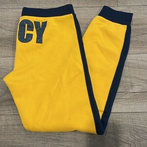 Juicy‎ Couture Black Label Yellow Track Sweat Pants W/ Navy Rhinestone Back S